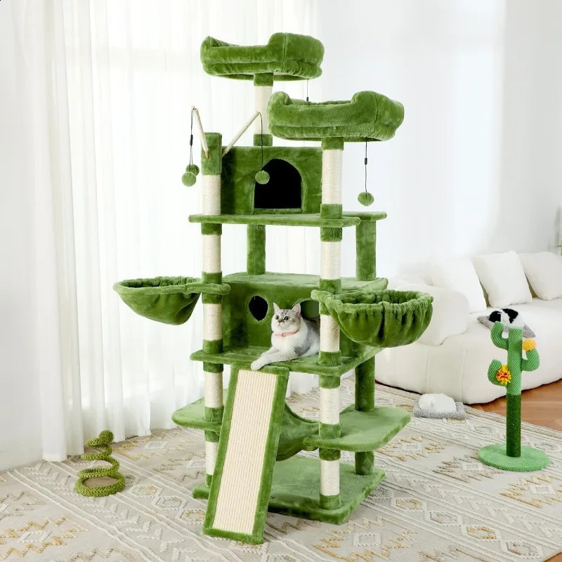 Large feline plant 69 high rigidity cat tower heavy-duty multi-layer large feline climbing frame suitable for indoor feline cats with pendants 240919