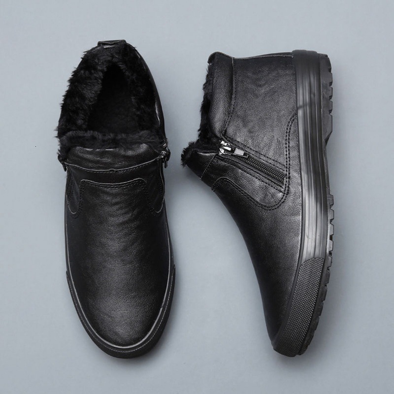 Free shipping designer shoes new winter style men's warm plush interior high top leather casual snow boots shoes balance platform boots