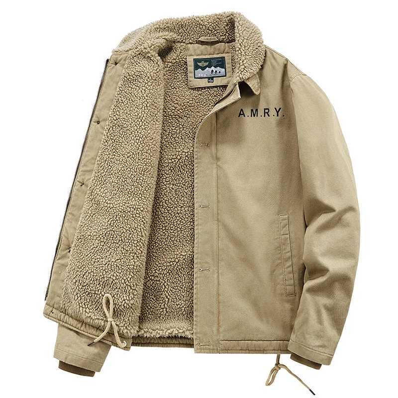 Work clothes new lining mens clothing winter Parka wool thick coat hooded fur collar mens plush jacket autumn W240920