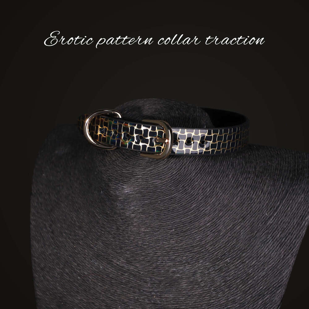 High end SM props, black gold patterned sex collar, maid training, traction, sex neck cover, alternative adult products