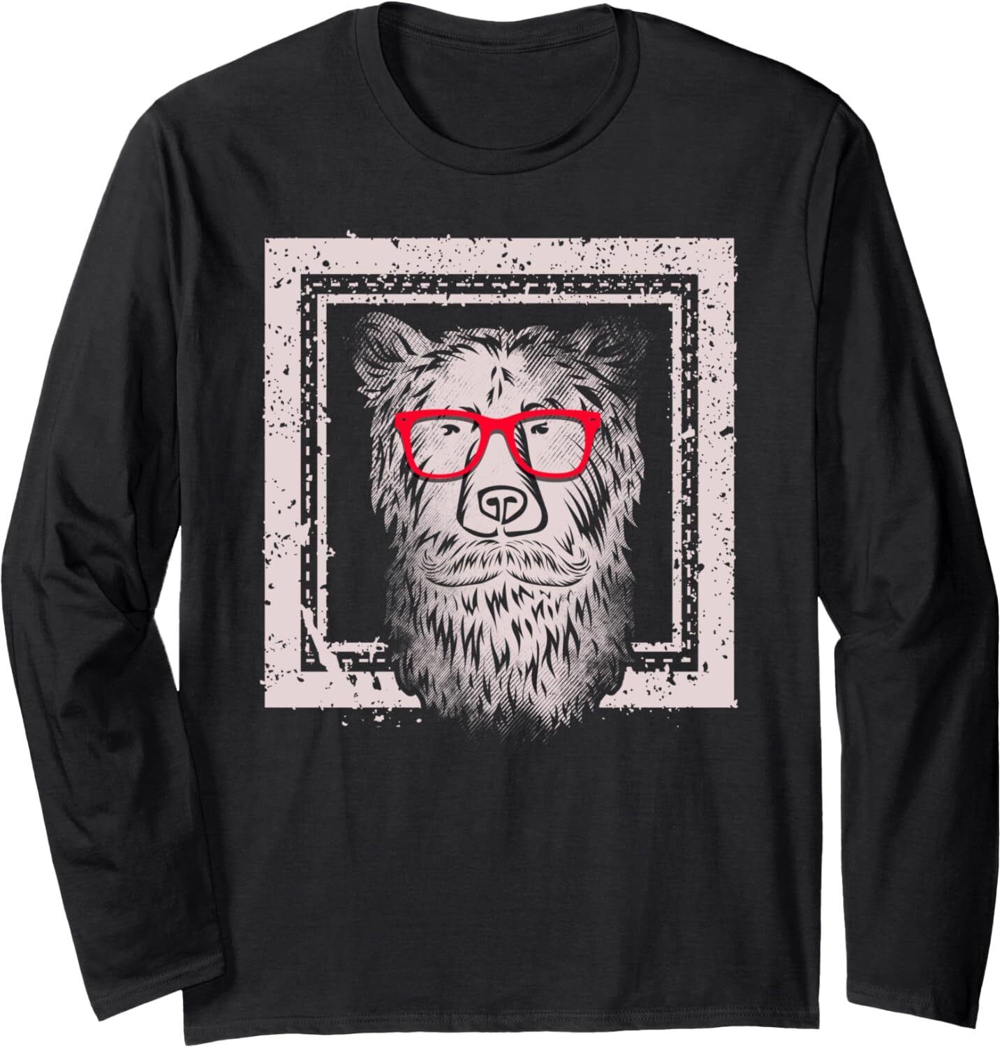 Long Sleeve Shirts for Men sweatshirt Nerdy Bear With Sun Glasses Frame Photo Funny Long Sleeve Tee Streetwear Casual tops clothes