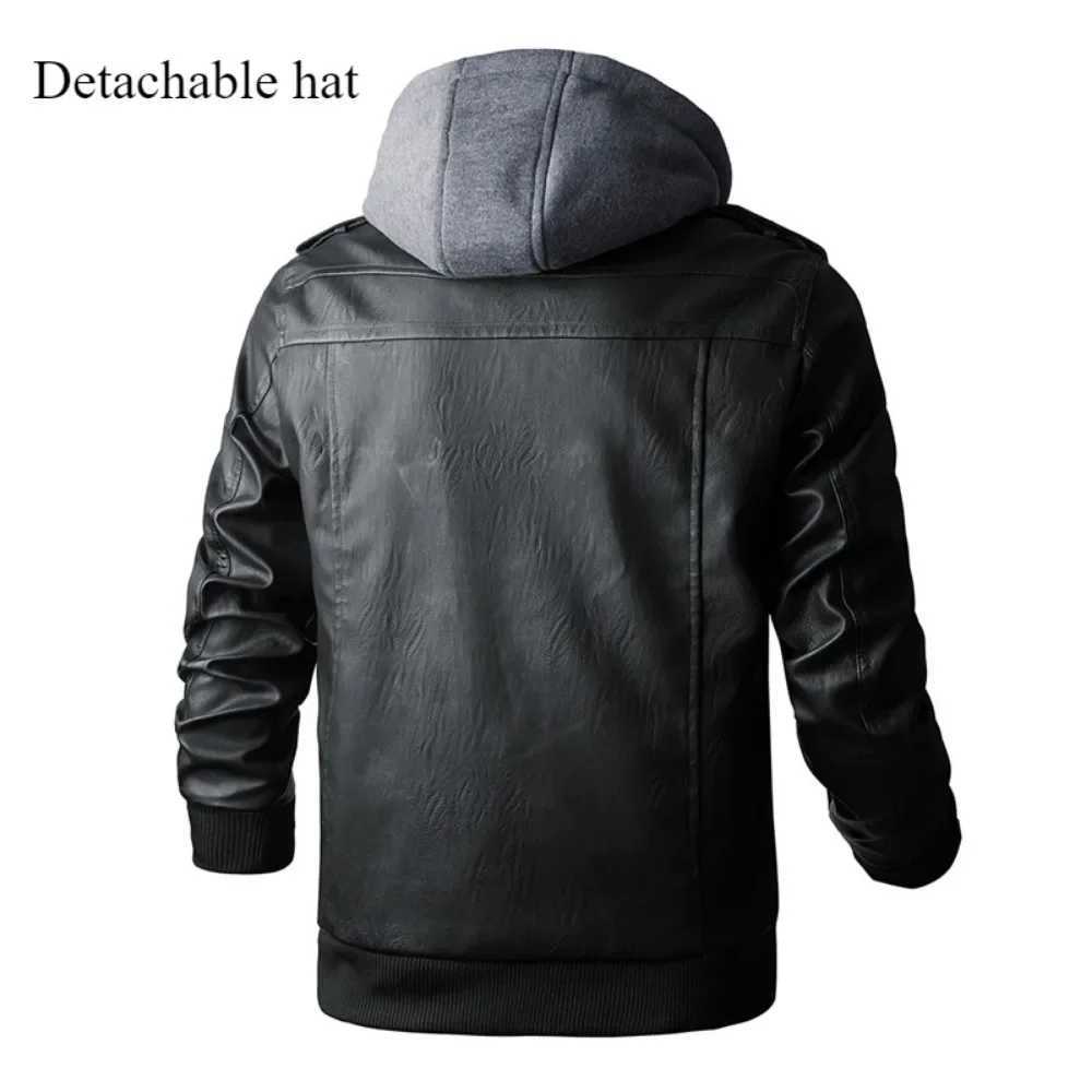 Mens leather jacket autumn and winter motorcycle PU jacket outdoor jacket loose jacket W240918