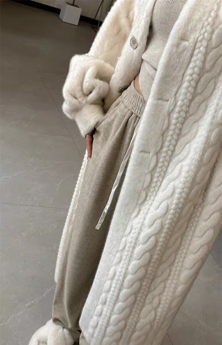 Women's Outerwear French Winter Temperament and Fresh Environmental Fur Coat Jacket Long Casual High-end Coat for Women 240729