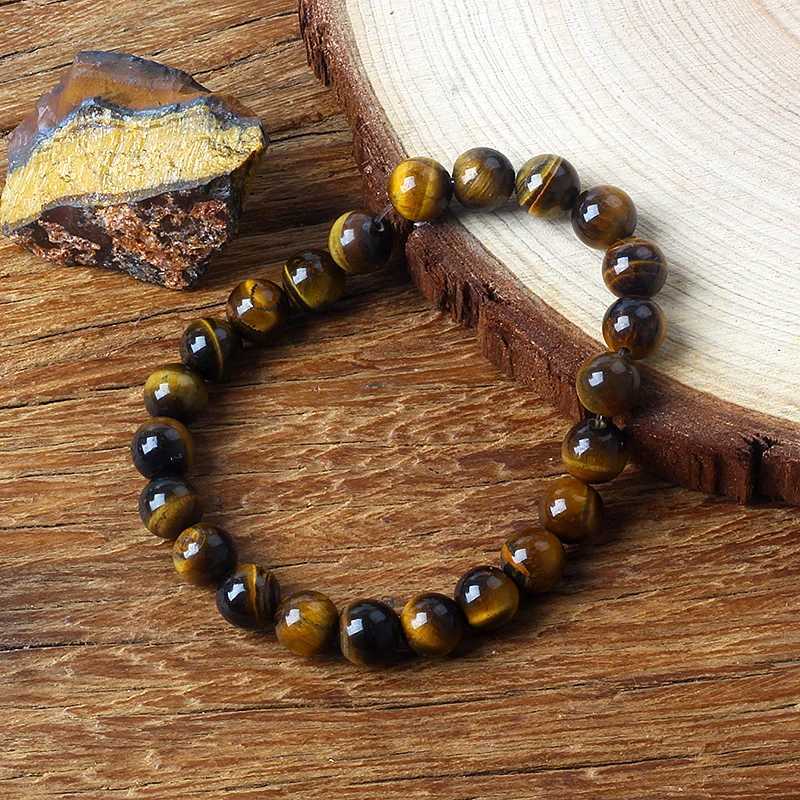 Charm Natural Tiger Eye Bracelet Men and Women 5A Natural Stone Jewelry Healing Buddha Elastic Rope Couple Crystal Bead BraceletX240921
