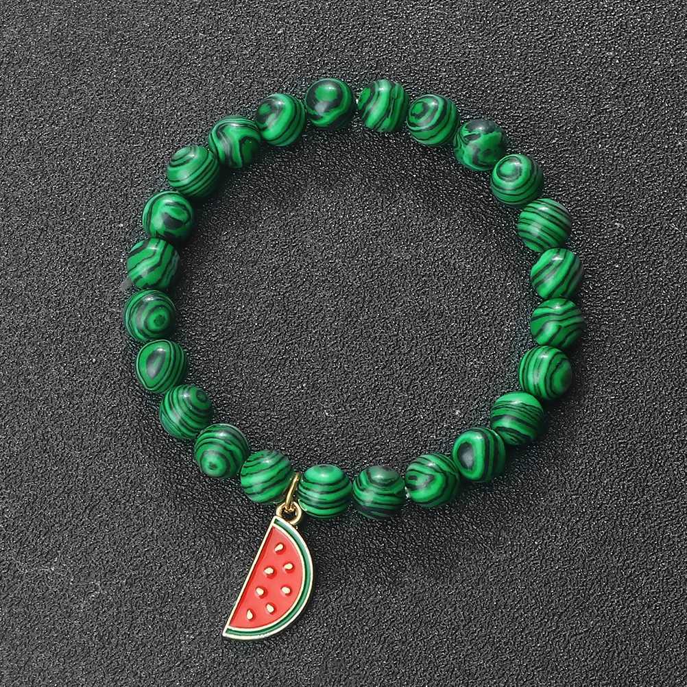 Fashionable Malachite Stone Beads Bracelets Women Boho Fruit Watermelon Bracelet Bangle Girls Charm Prayer Summer Jewelry GiftX240921