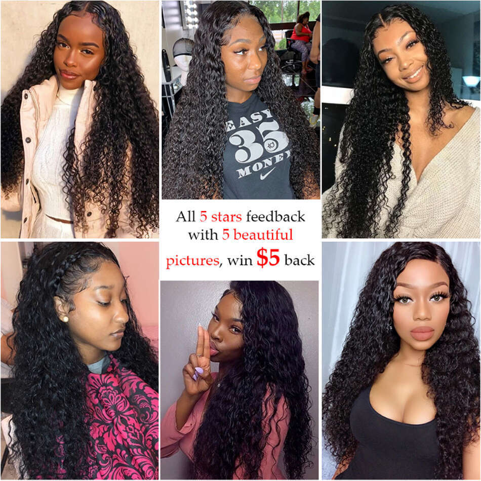 100% Transparent Water Lace Front Brazilian Deep Wave Frontal Wig Kinky Curly Human Hair Wigs For Women Sale