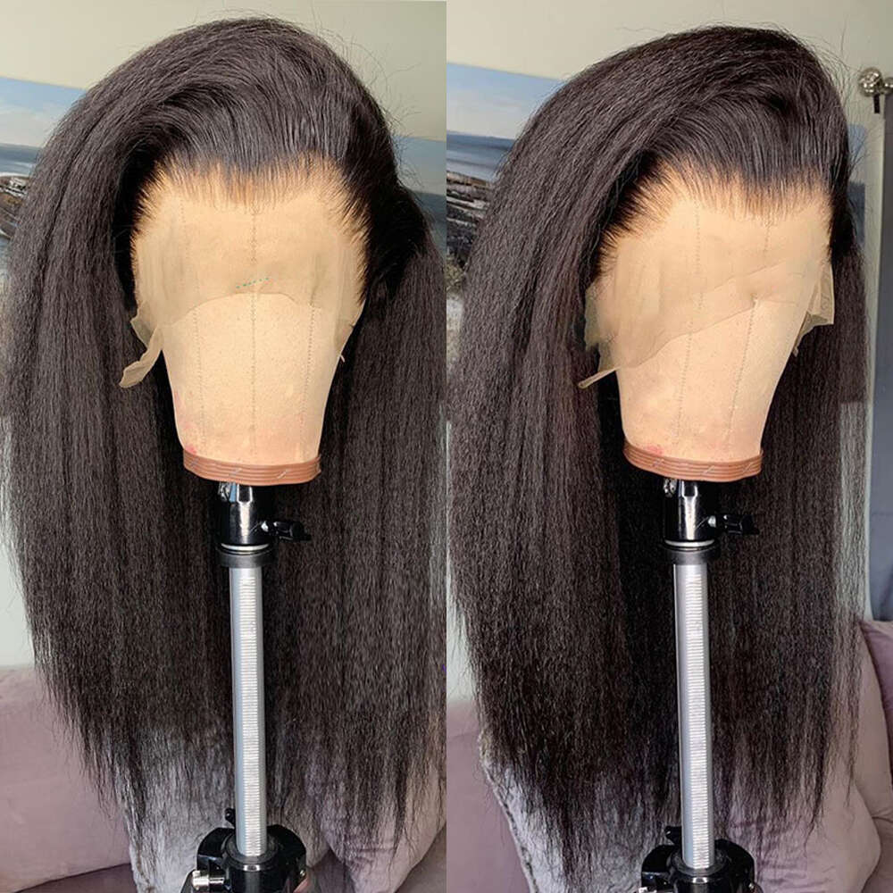 Kinky Human Hair Wigs For Women Brazilian Bleached Pre Plucked 4x4 13x4 Yaki Straight Hd Transparent Lace Frontal Wig