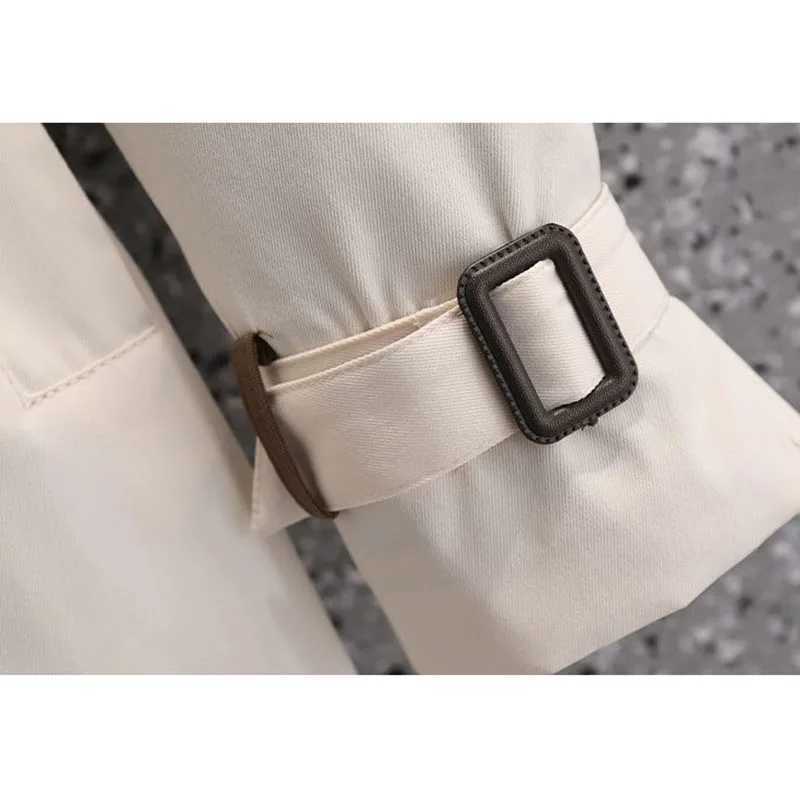 2023 Autumn Korean Mid-length Trench Coat Women Fashion Contrast Color Patchwork Spring Windbreaker Coat Female Windproof JacketX240921
