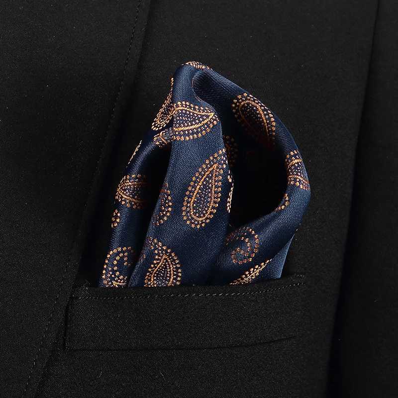 Vangise Mens Pocket Square Solid Color Blue Handle Chief Fashion Hanji Mens Business Set Accessories 22cm * 22cm W240921