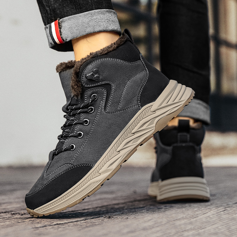 New autumn and winter men's shoes with plush warm boots, Northeast thick cotton shoes, outdoor sports hiking snow boots