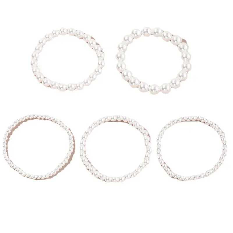 Pearl Beaded Bracelet Female 4/6/8/10/14MM Elastic String Bracelet Hand Jewelry Imitation Pearl BraceletX240921
