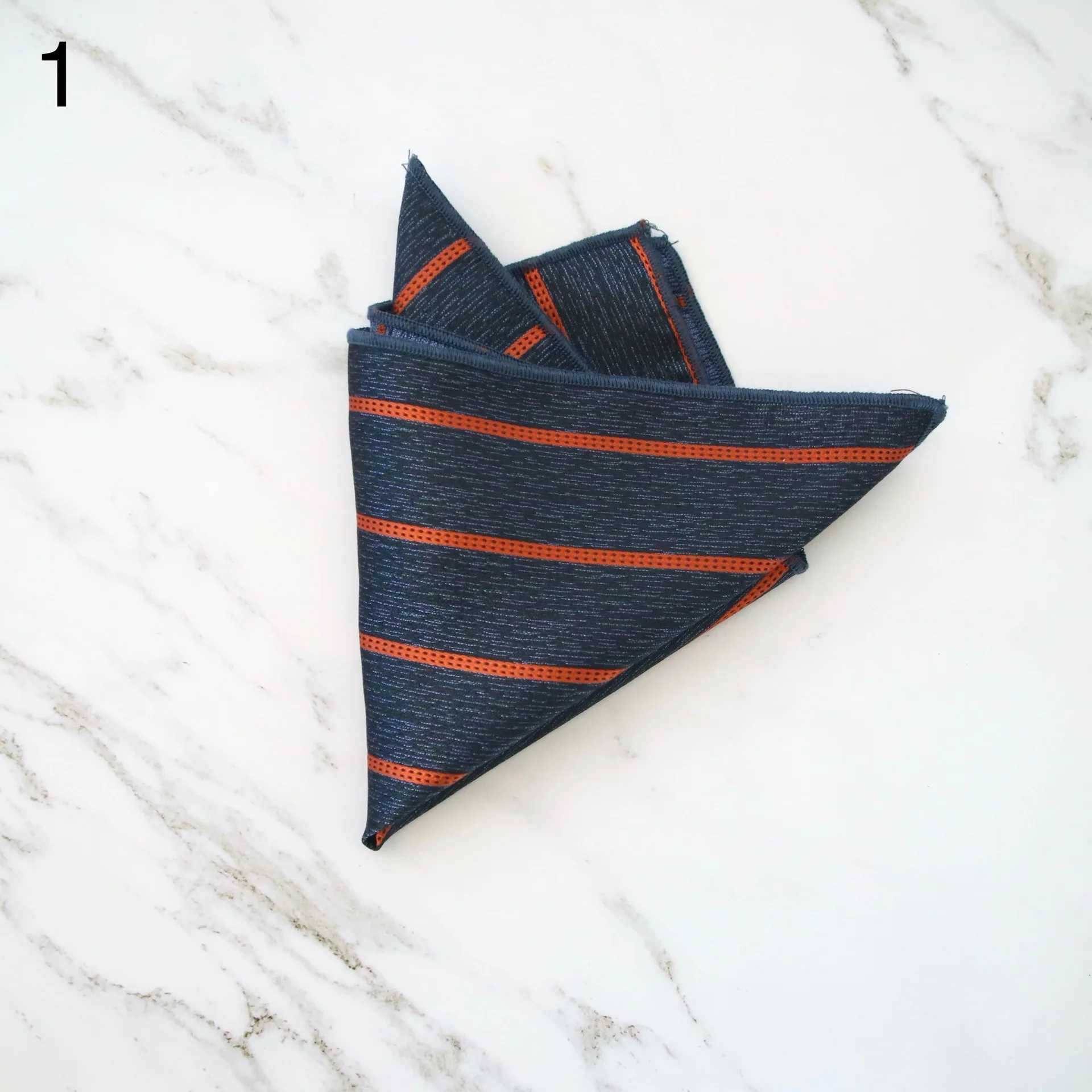 24CM Mens Striped Plaid Handkerchief Formal Dress Suit Pocket Square Towel Business Polyester Chest Shirt Accessories Navy HankyX240921