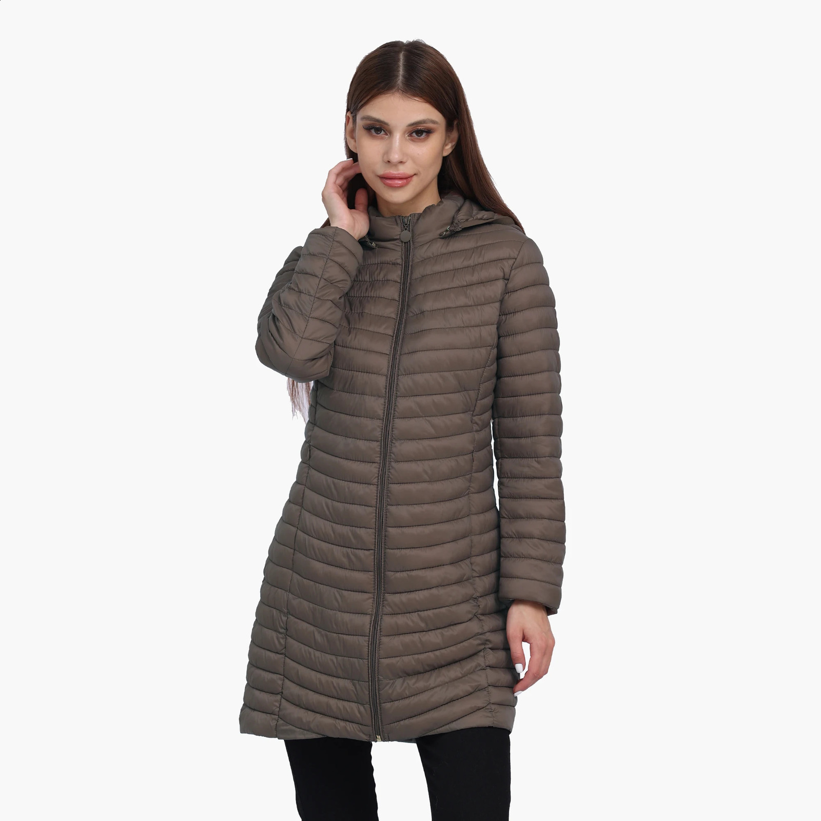 SANTELON Women Winter Long puffer Coat Detachable Hood Lightweight Coat Invisible Zipper Casual Coat Portable Outwear With Bag 240913