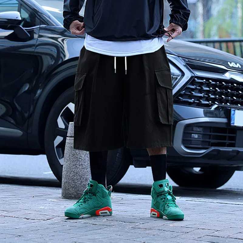 Cross-Border Foreign Trade Mens Summer New plus Size Multi-PocketoversizAmerican Retro Drawstring Cargo ShortsX240921