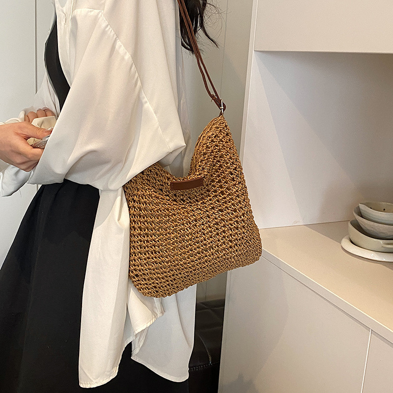Summer Rattan Crossbody Bags Women Saddle Straw Woven Shoulder Bag Handmade Knitted Lady Small Handbags and Purse Bohemia