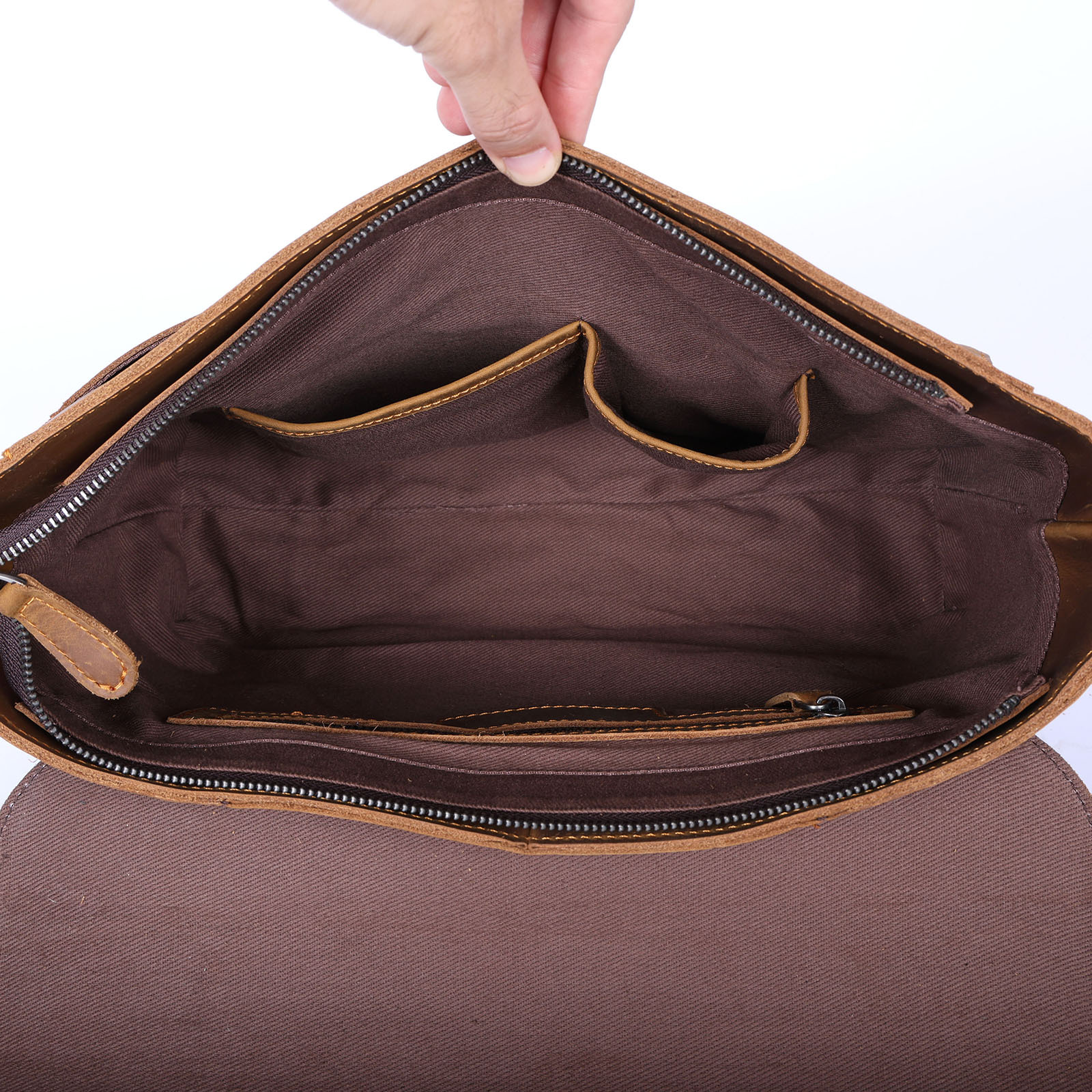 Vintage Genuine 13" Messenger Men's Crossbody Bags Crazy Horse Leather Shoulder Bag Women's Cowhide Retro Casual Pre