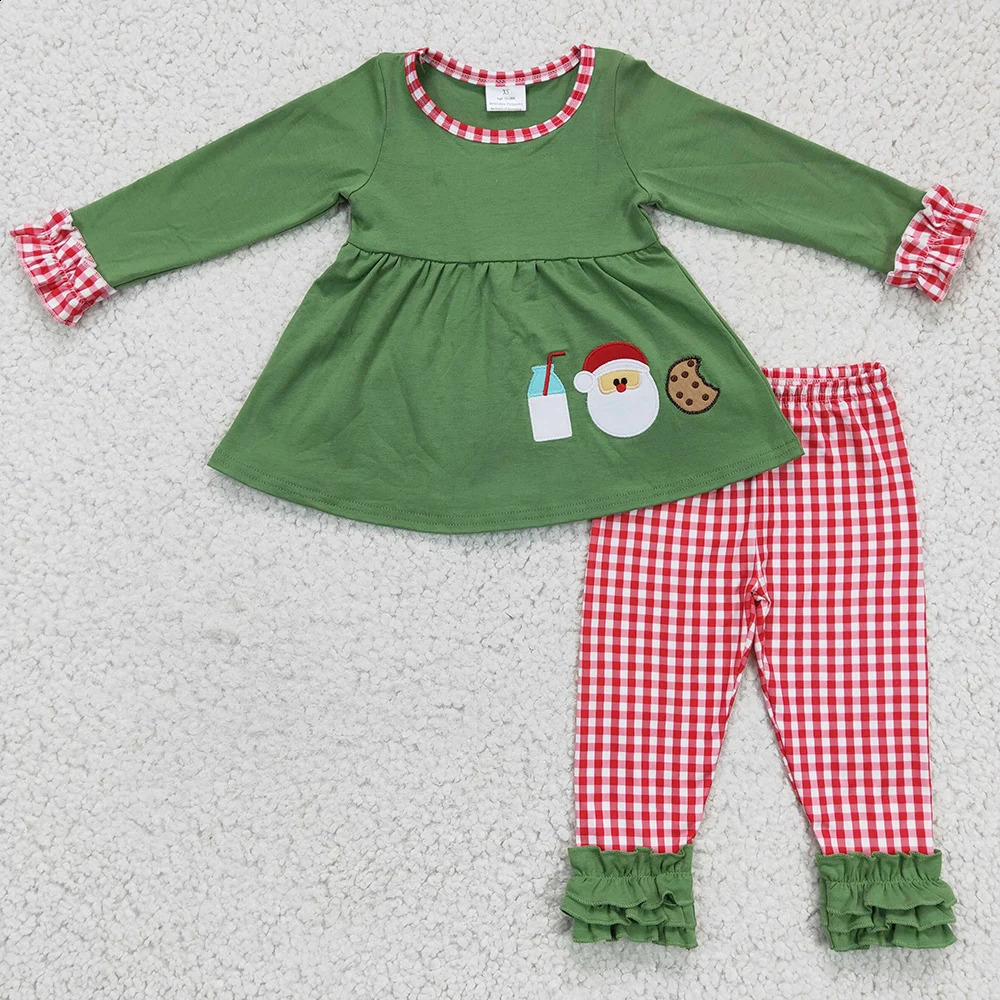 Fashion Baby Girls Clothes Christmas Milk Cookie Santa Claus Embroidery Kids Sibling Clothes Boys Sets Match Baby Rompers 240911