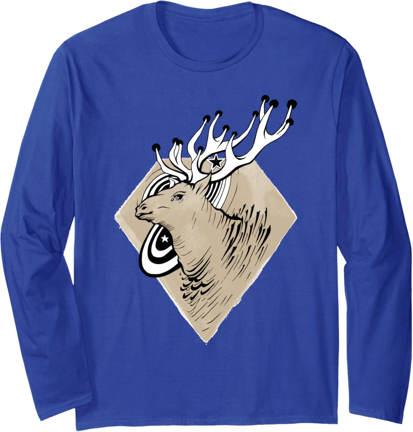 Long Sleeve Shirts for Men sweatshirt Artwork Side Face Deer Outdoor Wildlife Gift Long Sleeve Tee Streetwear Casual tops clothes fashion