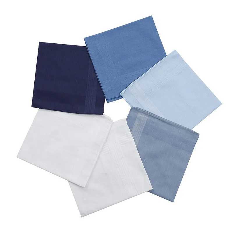 3Pcs 40x40cm Solid Color White Blue Plain Men Handkerchiefs Pocket Hankies Soft Cotton Sweat Square Towels Tea Party FavorsX240921