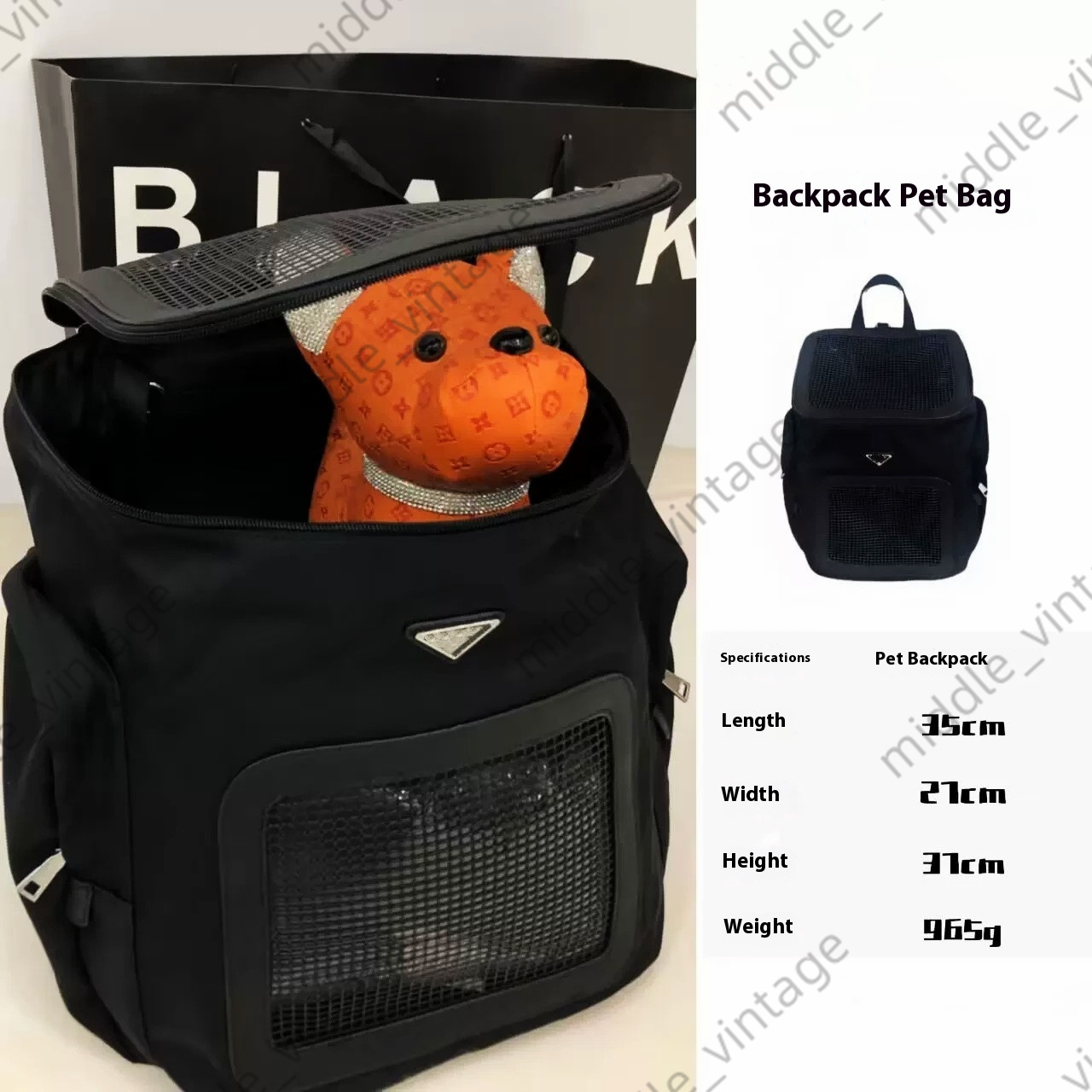 Black Backpack Pomeranian Maltese Dog Handbag Cat Carrying Waterproof Pet Outing Bag With Fashion Letters