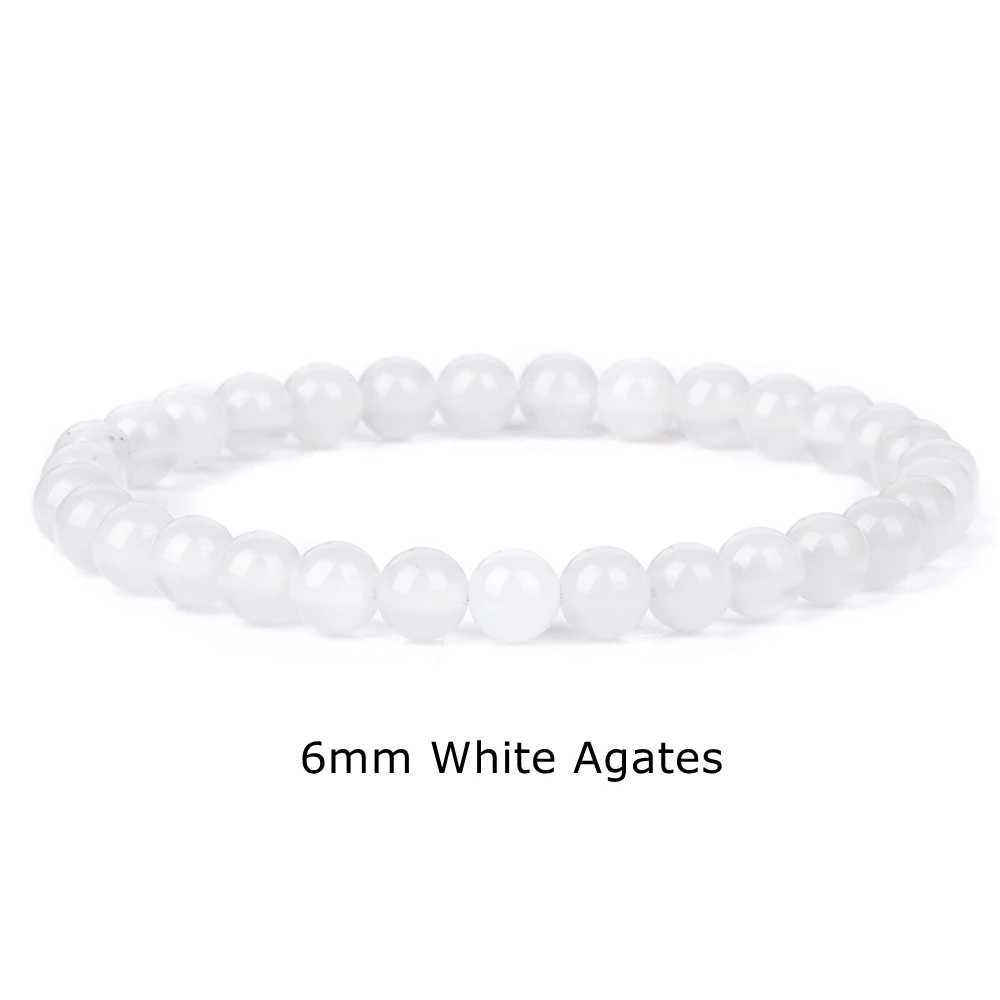 Fashion White Agates Bead Bracelets Natural Stone Beaded Bracelet 4 6 8 10mm Stonebead Bracelets for Women Men Jewelry BanglesX240921