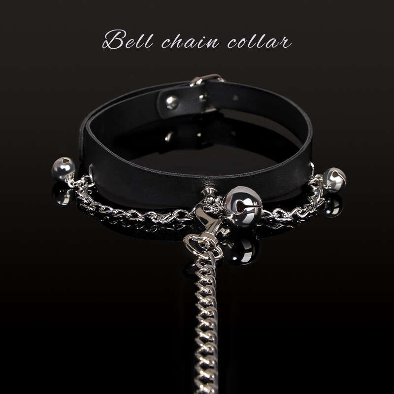 Sex toys SM props Fashion pendant chain bell collar SM bondage traction collar Alternative neck cover Adult products
