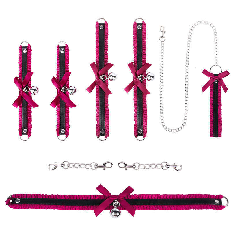 Sexy SM Props Bow Lace SM Set Maid Bell Collar Handcuffs Foot cuffs Alternative Adult Products