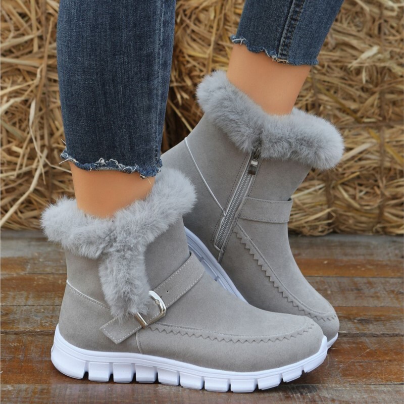 Designer shoes new warm winter women's casual shoes new short furry suede ankle boots flat shoes gladiator sports women's hiking boots snow 
