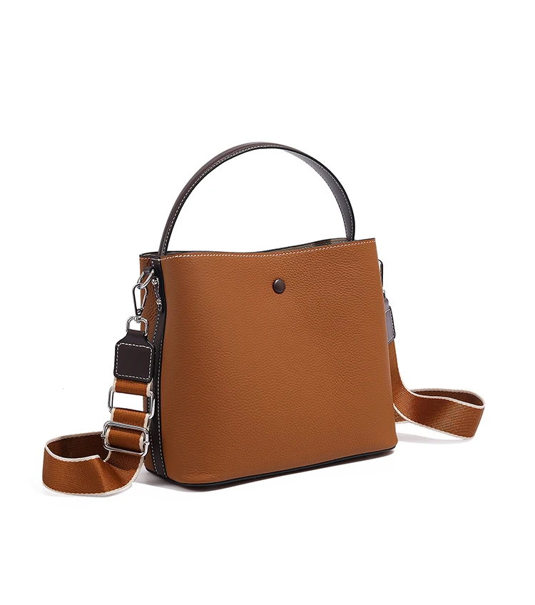 Designer Genuine Leather Bucket Bag Vintage Constrast TLXT Handbag for Women Large Capacity Women Shoulder Purse Lady Luxury Designer Tote Handbag