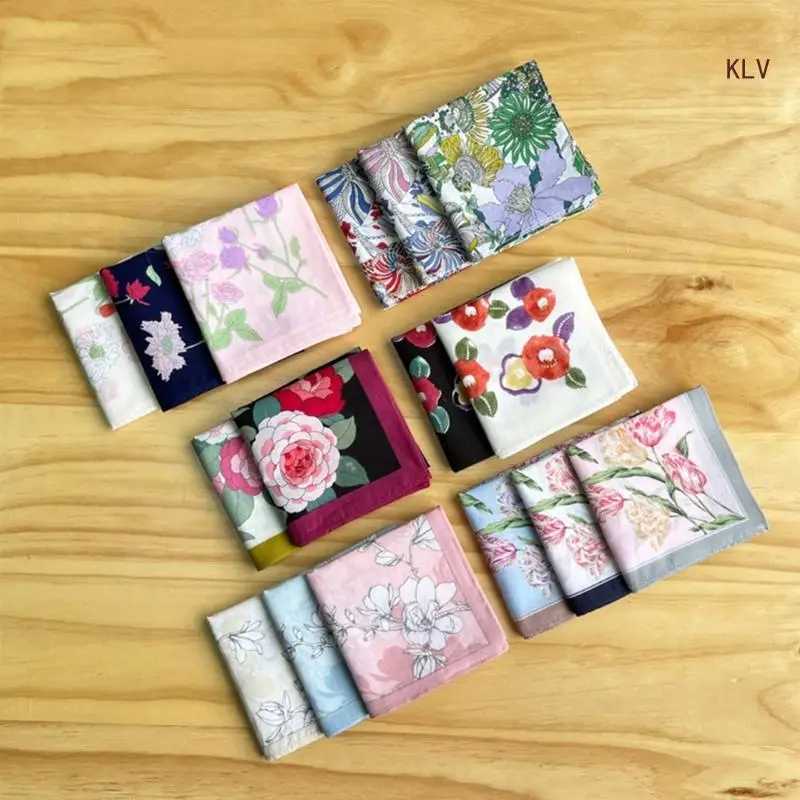 Colorful Hankie Women Handkerchiefs Polyester Floral Pattern Super Soft Washable Hanky Chest Towel Pocket HandkerchiefsX240921