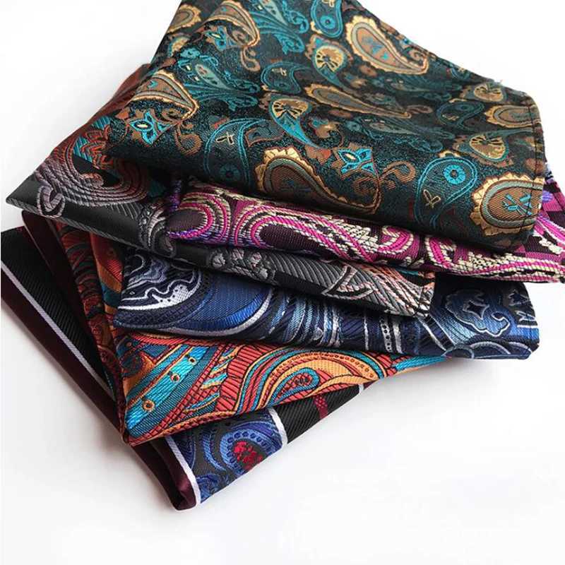 GUSLESON Mens Fashion Printing Dot Silk Handle Business Leisure Square Pocket Wedding Hanks Mens Accessories Gift W240921