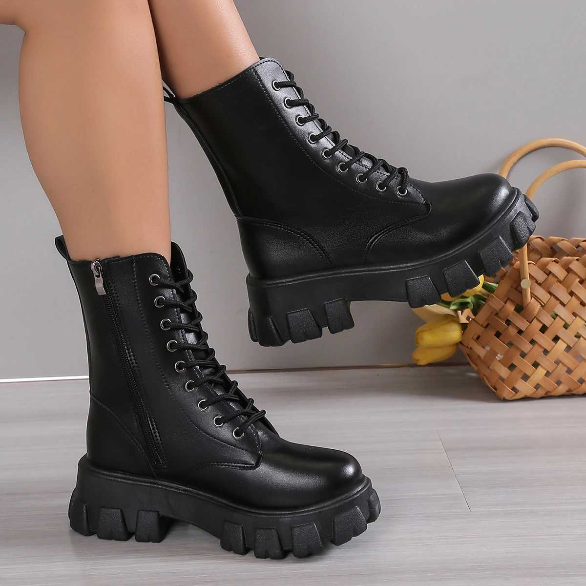 Winter Silver Crystal Thick Sole Ankle Boots Womens Thick Sole Motorcycle Boots Womens Luxury Rhinestone Punk Shoes Size 35-43 Z250303