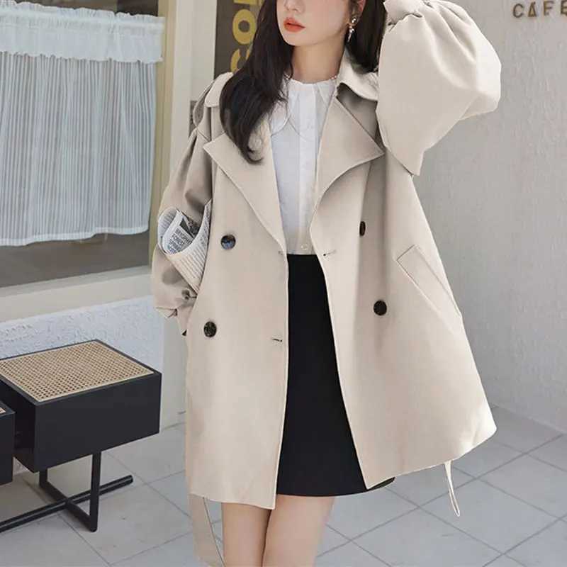 Womens Autumn Korean Fashion Office Lady Simplicity Windbreaker Coat Women Clothes Temperament Solid Color Long Sleeve TopsX240921
