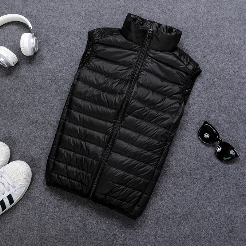 Autumn And Winter 90% White Duck Casual Lightweight Down Warm Solid Sleeveless Jacket Men's Portable Pocket Vest