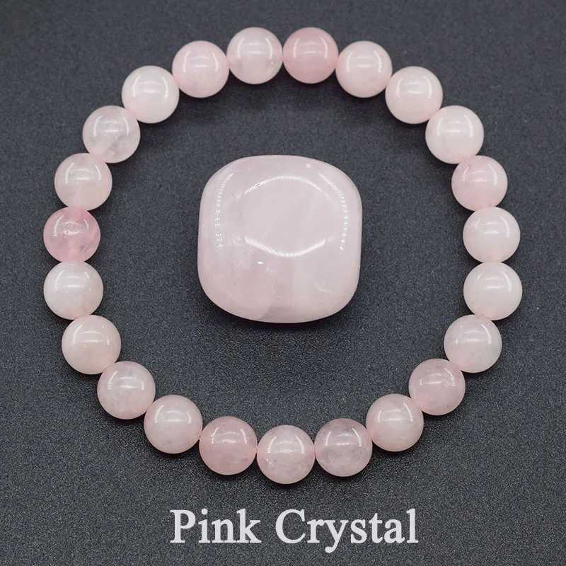 Natural Pink Rose Powder Crystal Quartz Natural Stone Stretch Bracelets Homme Purify the Soul Pulsera Jewelry Beads Lover WomenX241004