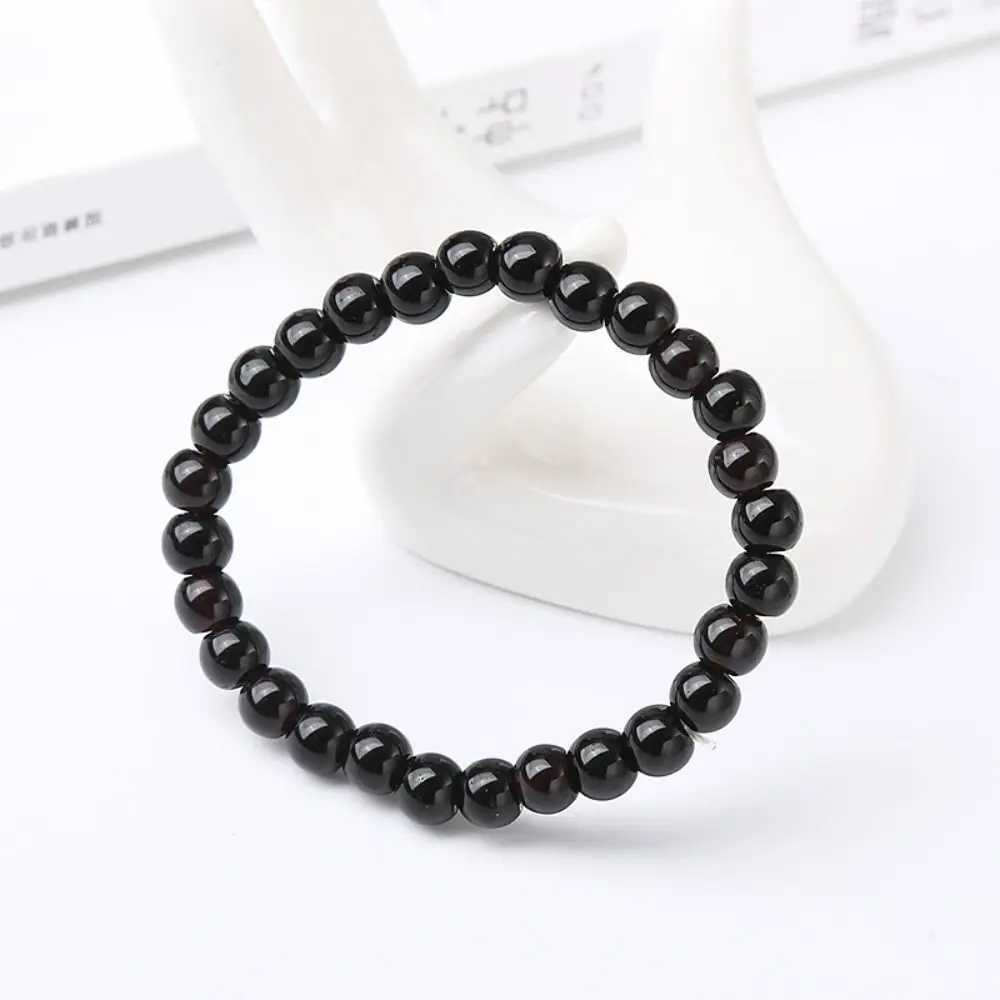 Black Obsidian Beads Bracelet Women Men Elastic Imitation Obsidian Strand Bracelets Healing Stone Ball Beaded Bracelet JewelryX240921