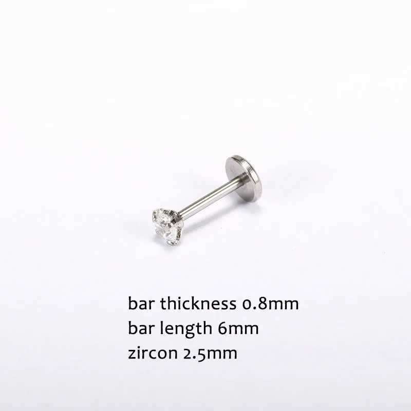 New Insert Lip Rings Labret Piercing Bar Nose Ring Helix Earrings Titanium Steel Ball Crystal Zircon Multi-use Body Jewelry Y240921