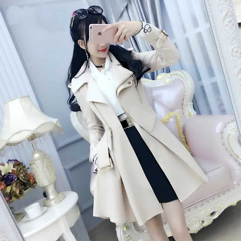 Women Trench 2024 Spring Autumn Windbreaker Beige British Coat Slim New Solid ColorX240921