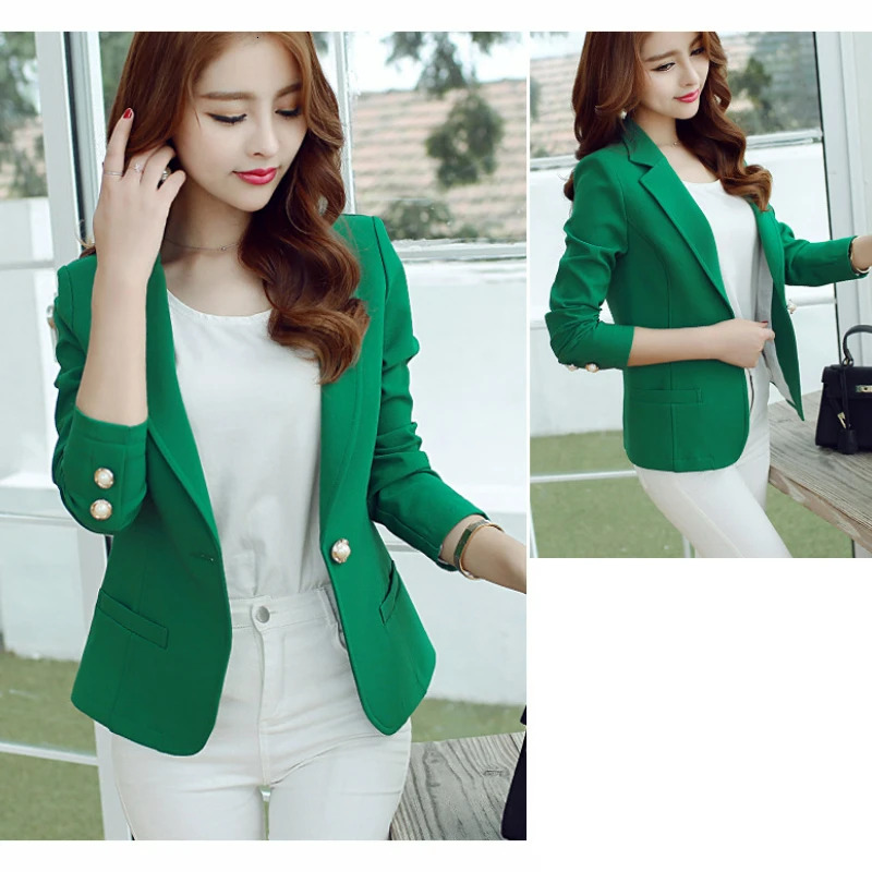 2024 Spring Autumn One Button Black Coat Fashion Casual Women Blazer Figure Flattering Sli Long-Sleeved Suit Jacket Female