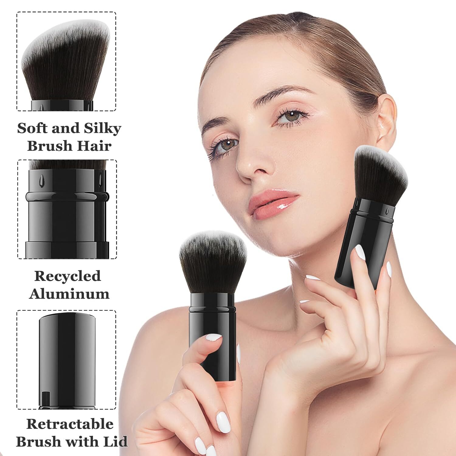retractable spray gun kabuki brush suitable for all facial makeup and liquid foundation suitable for liquid face cream and foundation makeup aluminum 
