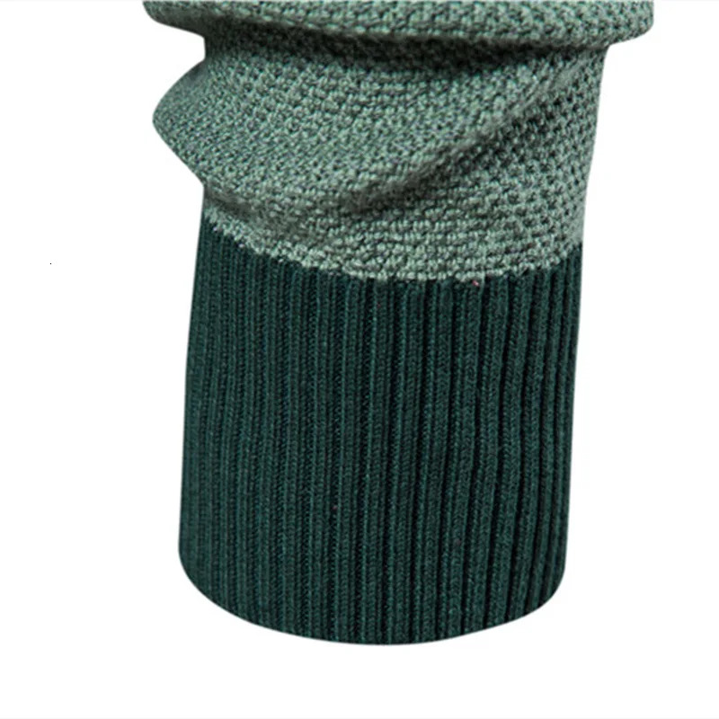 Autumn Winter Mens Sweater High-Quality Round Neck Stripe Color Blocking Warm Pullover Male Fashion Casual Knitwear Men Clothing