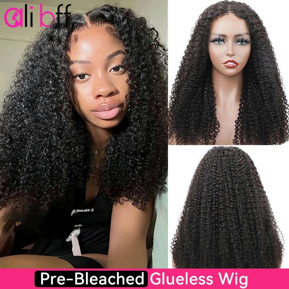 ALI BFF Go Glueless Human Hair PreBleached Knots Ready To Wear Curly Preplucked Wigs For Women Precut HD Lace Front Wig