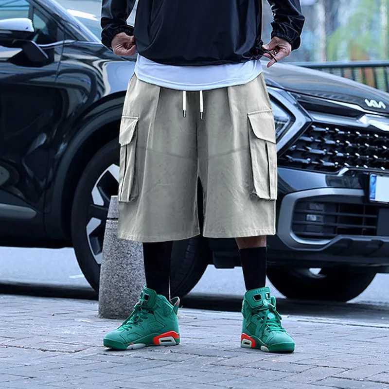 Cross-Border Foreign Trade Mens Summer New plus Size Multi-PocketoversizAmerican Retro Drawstring Cargo ShortsX240921