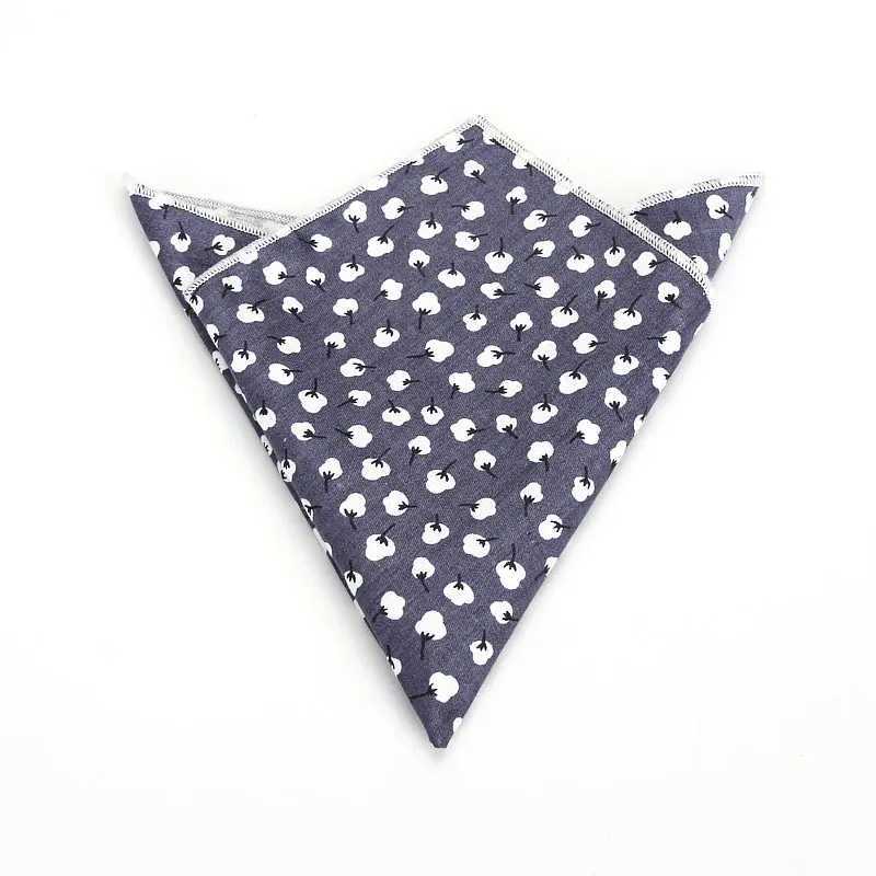 New Floral Printed Soft Handkerchief Cotton Men Hankies Wedding Banquet Party Pocket Square Flower Gift Accessory High QualityX240921