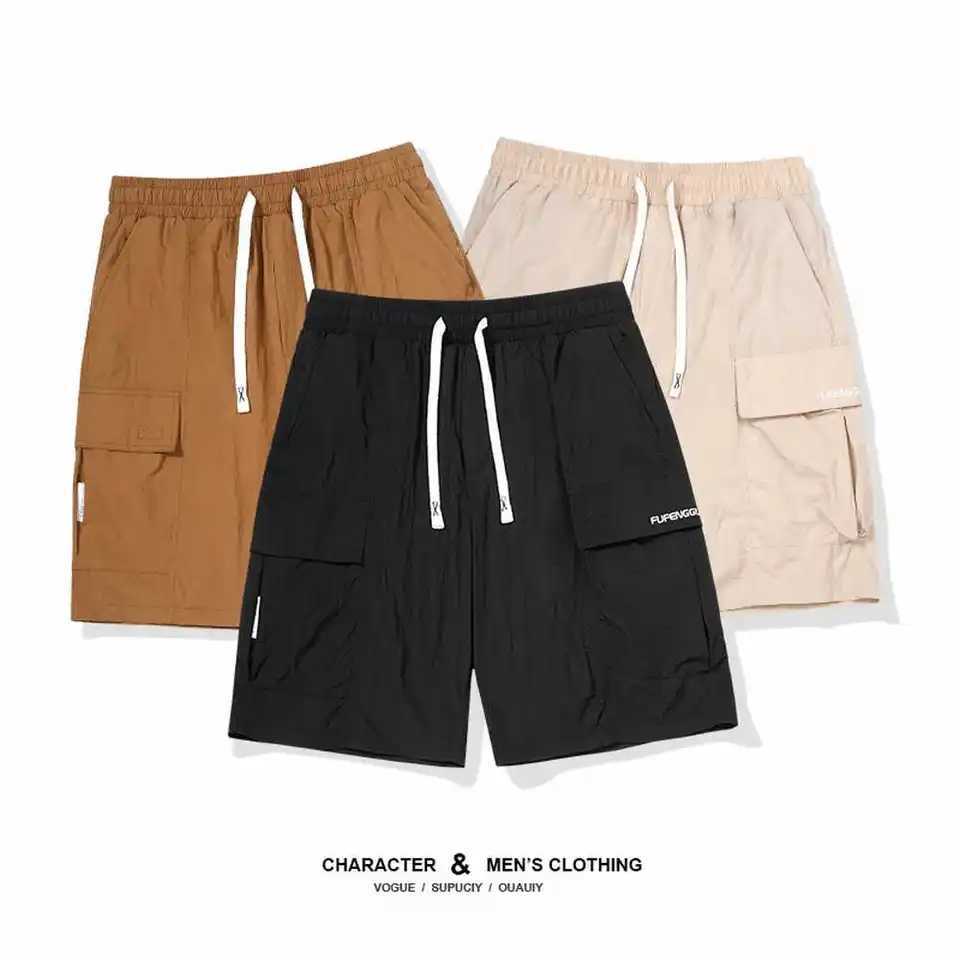 Cargo Shorts Mens Summer Thin Fashion Loose All-Match Straight Pants High-End Sports Casual Fifth Pants Men Multi pocket ShortsX240921