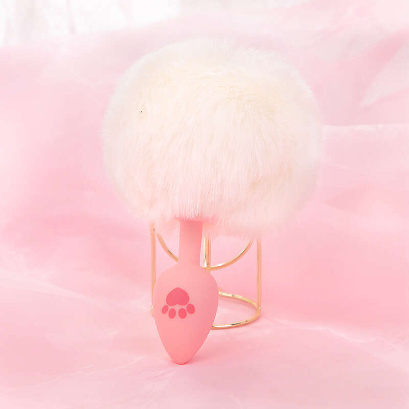 SM sex toy fox tail anal plug cat paw silicone anal plug pink fur ball anal plug alternative adult products