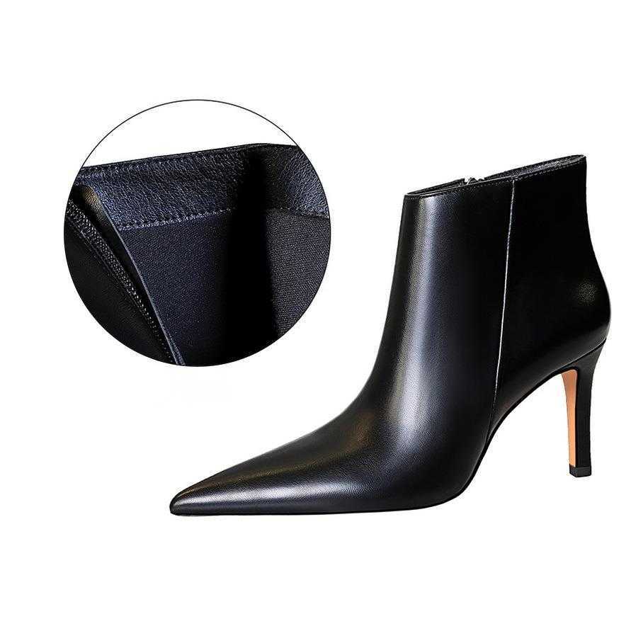 CMM Fashion Simple Sexy Nightclub Winter Side Zipper High Heel Tip Slim Fit and Bare Boots