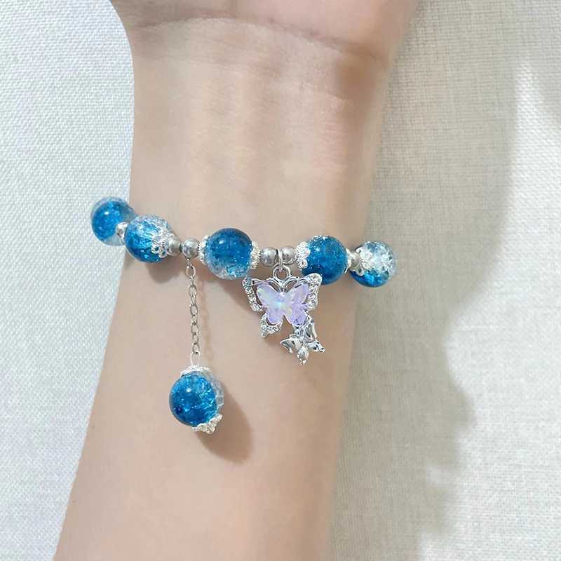 2024 New Butterfly Ice Crack Beaded Bracelet Women Girls Fashion Sweet Imitation Opal Bracelet Charms Gift For Girl FriendX240921