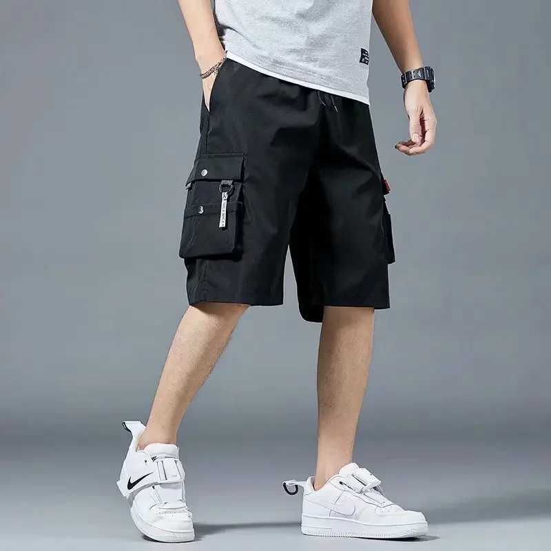 Summer Hot Mens Cargo Shorts Solid Multi Pocket Casual Fitness Loose Work Pants Summer Male Shorts JoggersX240921