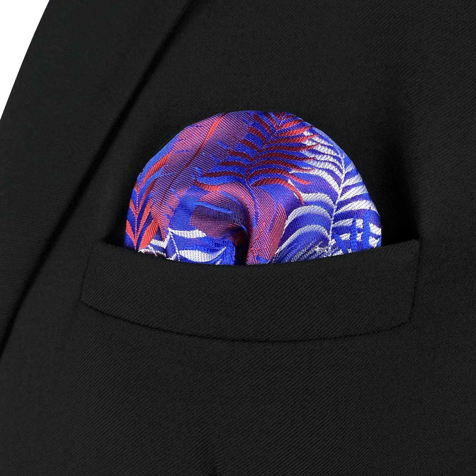 Blue Floral Paisley Mens Pocket Square Classic Silk Purple Hanky Business Fashion Handkerchief WeddingX240921